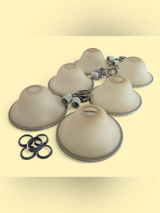 Set of Six Dome Pendant Light Shades in Beige